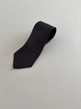 Vintage Hathaway All Silk Tie Green Red Geometric Made in USA